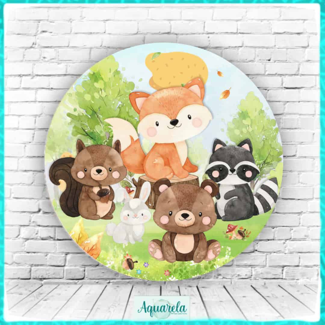 Painel Safari – Animais do Bosque 120 cm diametro
