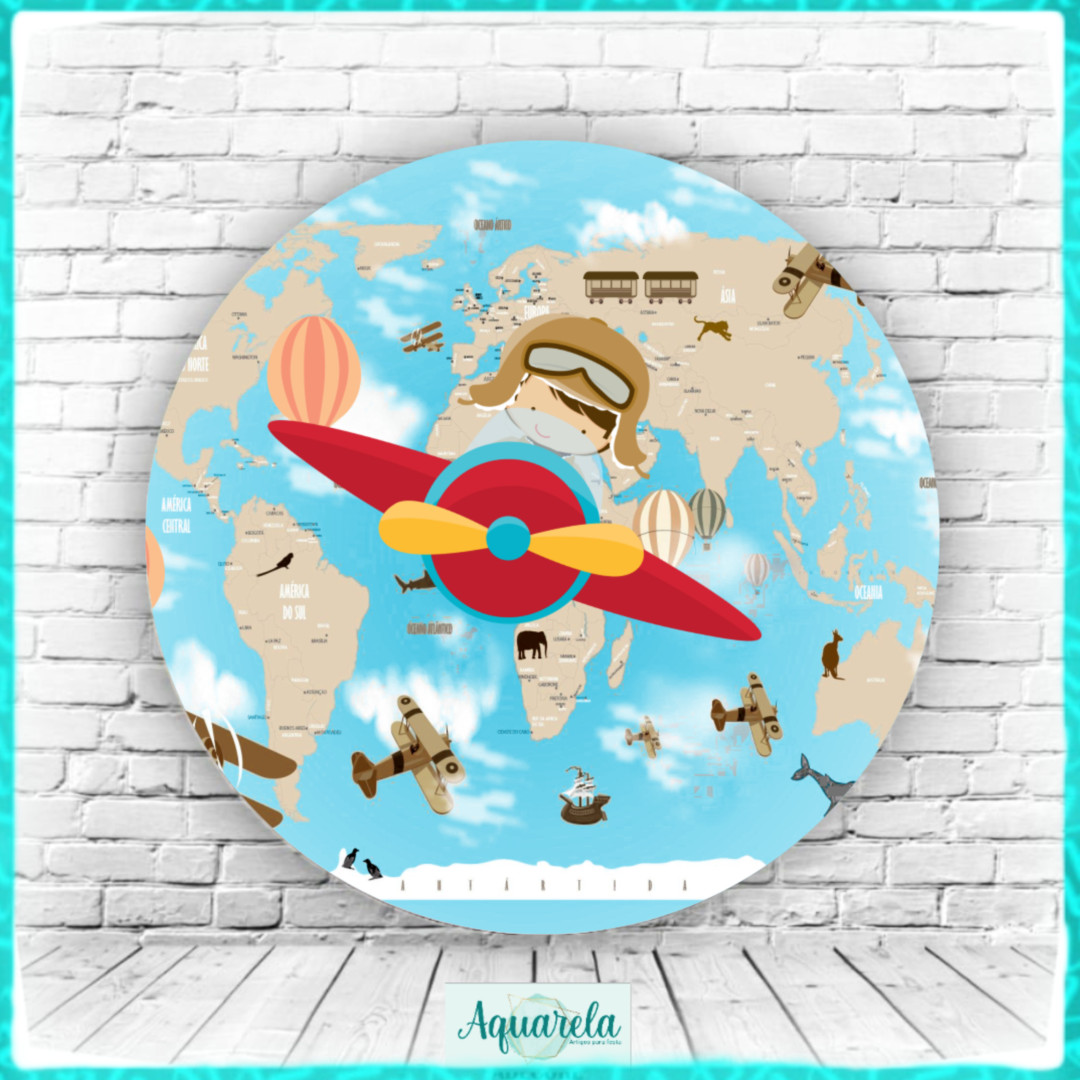Painel Menino Aviador 120 cm diametro