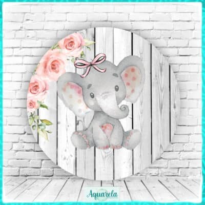 Painel Elefantinha Flores Elefante 120 cm diametro
