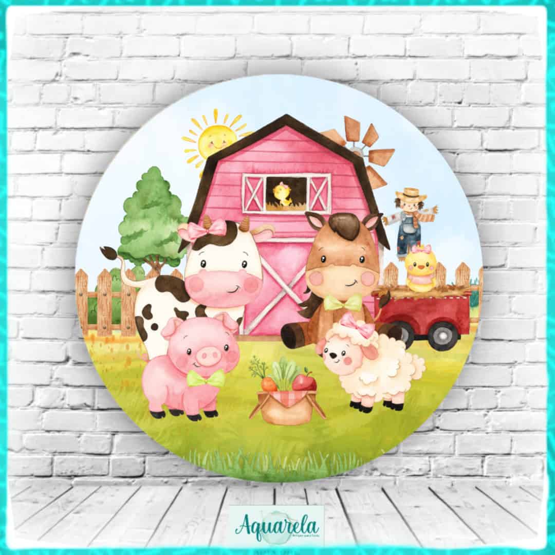 Painel Animais da Quinta - Fazendinha 120 cm diametro