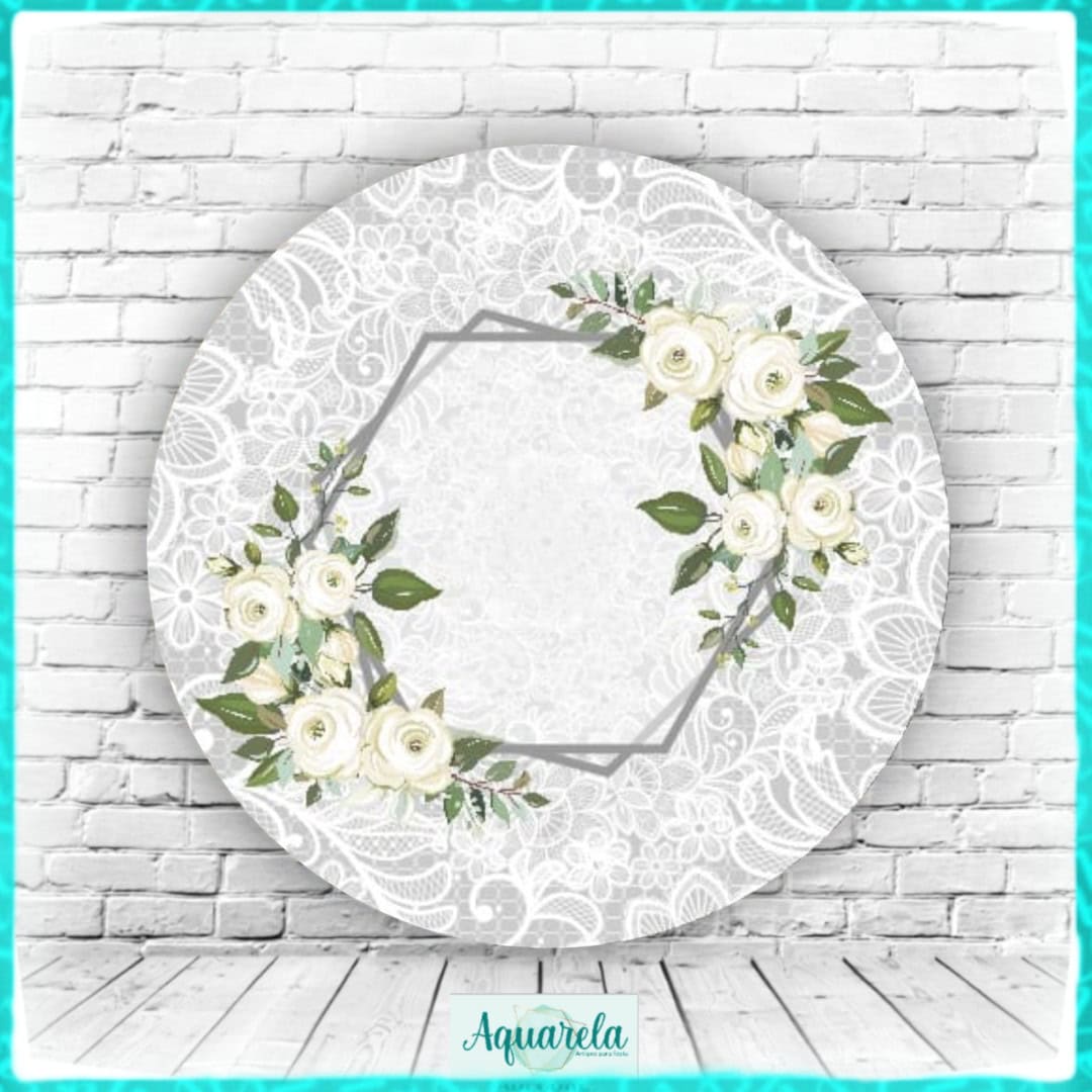 Painel Floral Cinzento 150 cm diametro