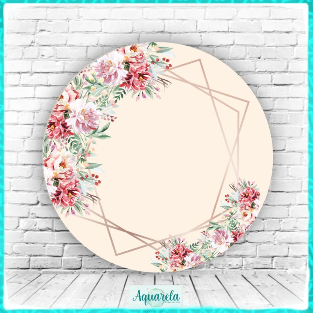 Painel Floral Geométrico Rosa 120 cm diametro
