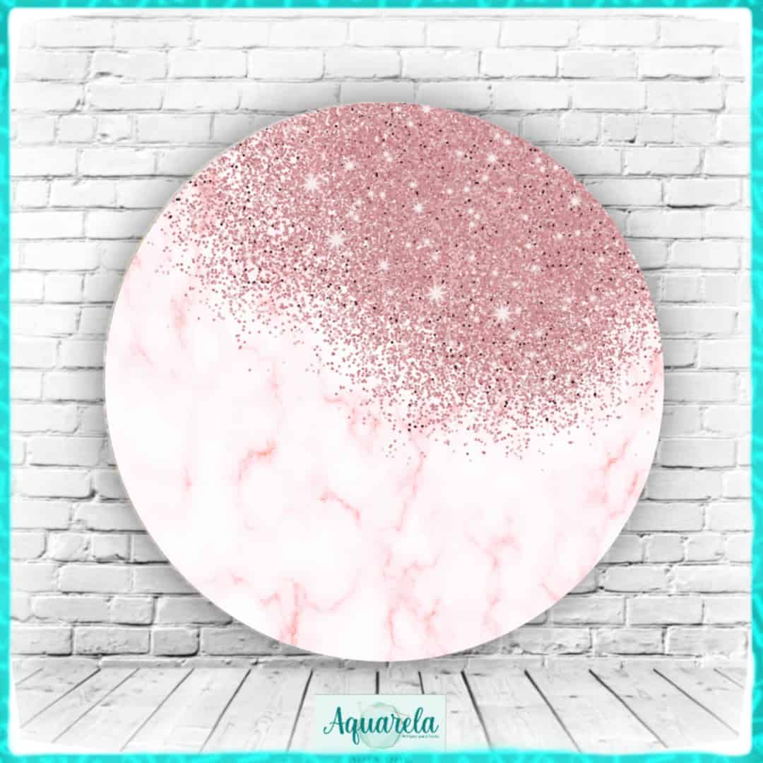 Painel Mármore Rose Glitter 120 cm diametro