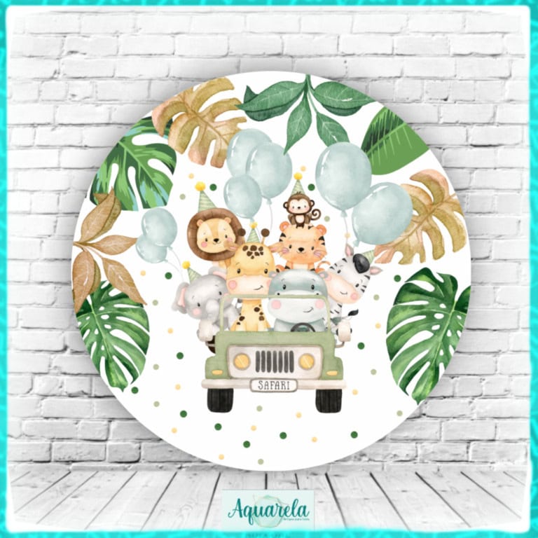 Painel Safari – Animais da Selva 150 cm diametro
