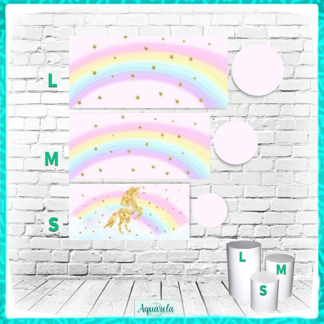Trio Capa para Cilindros Unicórnio Arco Iris Estrelas