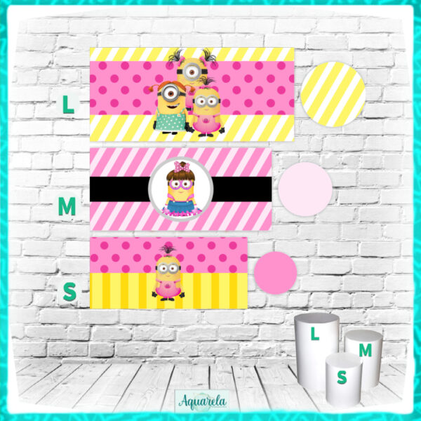 Trio Capa para Cilindros Minions Gilrs Rosa Menina