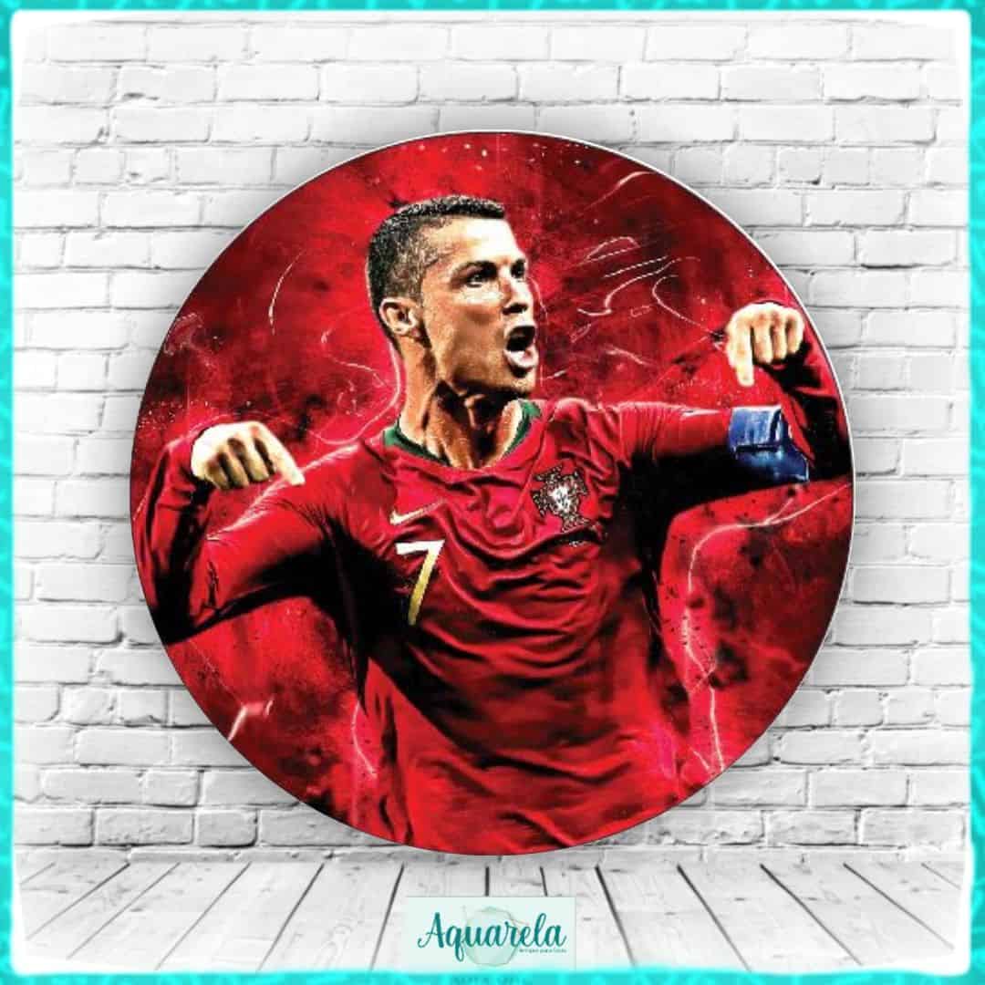 Painel Cristiano Ronaldo Futebol Seleção 120 cm diametro - Aquarela