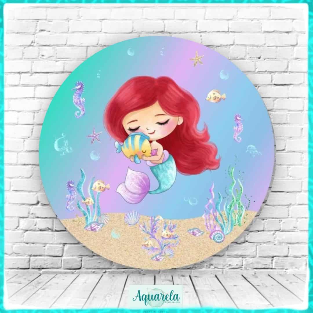 Painel Pequena Sereia Ariel 150 cm diametro