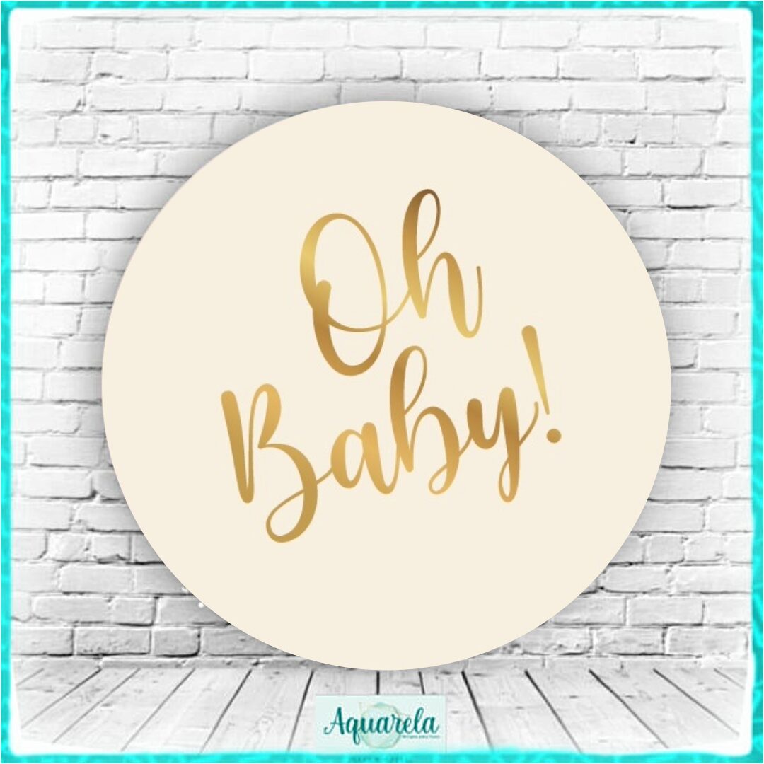 Painel Chá de Revelação Oh Baby Bege 150 cm diametro