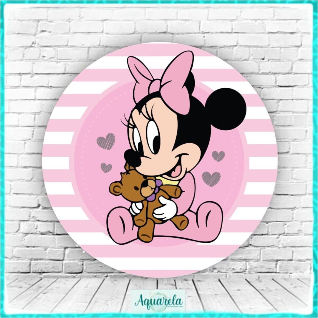 Painel Minnie Rosa Baby 150 cm diametro