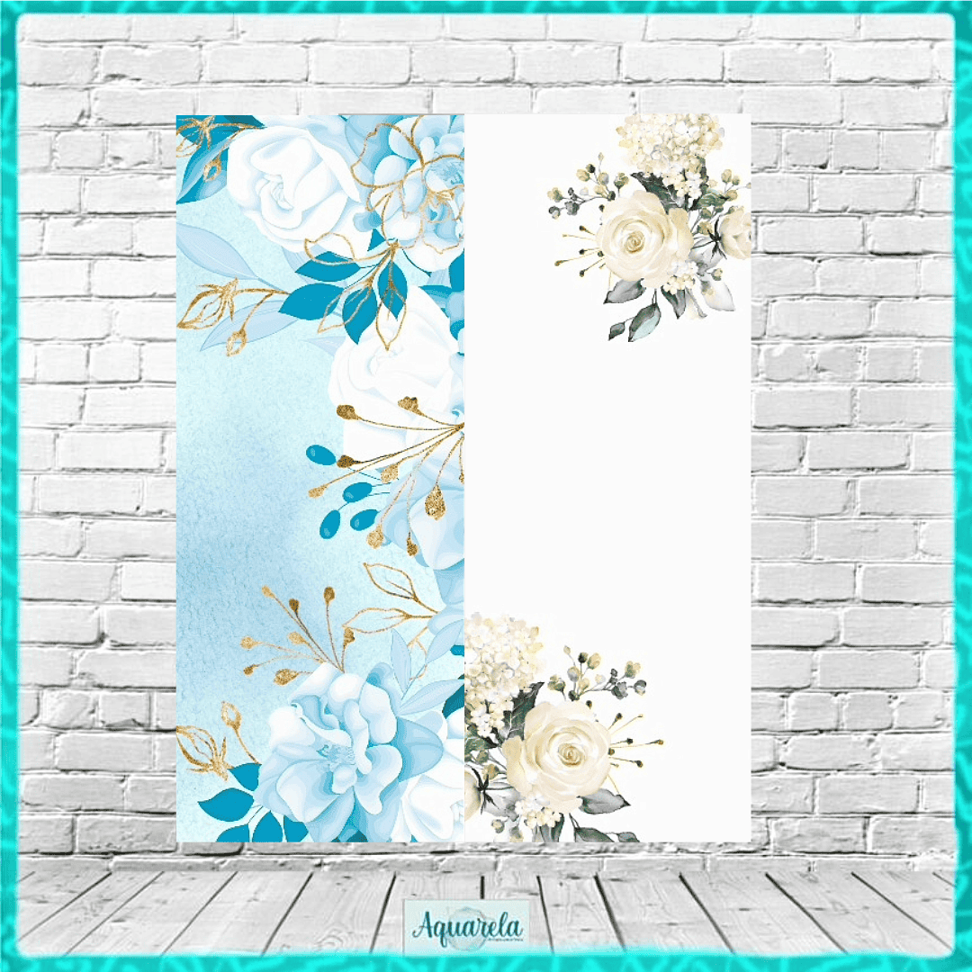 Lateral Veste Fácil Reta Flores Azul x Branca