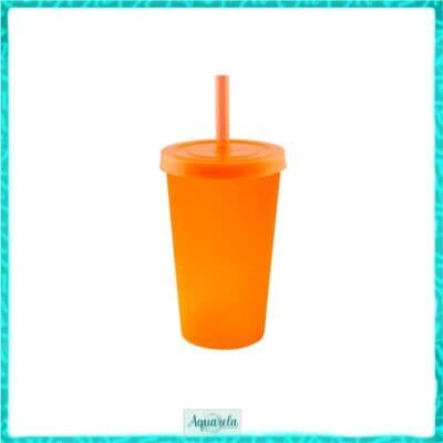 copo palhinha laranja neon
