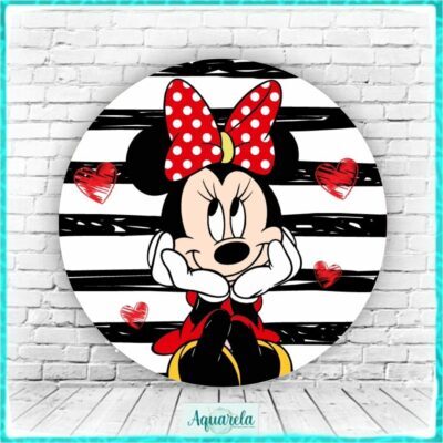 painel minnie vermelha riscas pretas