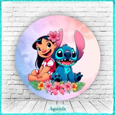 painel redondo lilo e stitch 0724