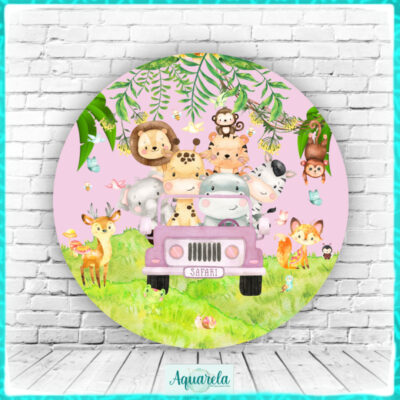 safari fundo rosa menina