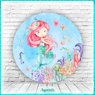 sereia aquarela corais