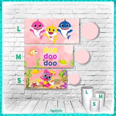 trio cilindros baby shark rosa menina