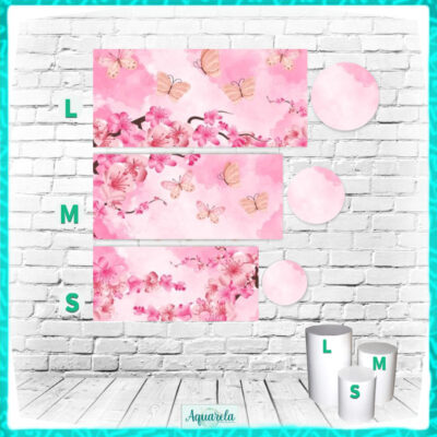 trio cilindros borboletas rosa