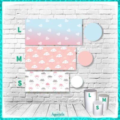 trio cilindros chuva de amor menina nuvens coracao