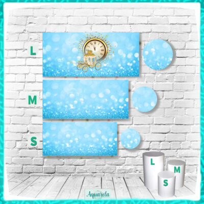 trio cilindros cinderela azul glitter