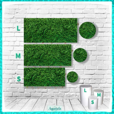 trio cilindros folhas muro verde verduras