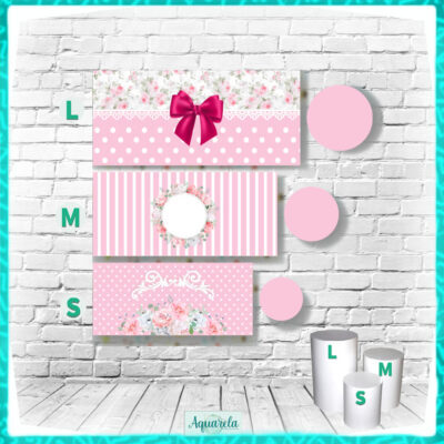 trio cilindros minnie rosa flores laco fita