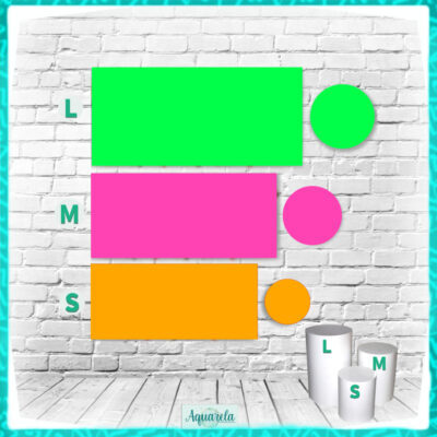 trio cilindros neon verde rosa laranja