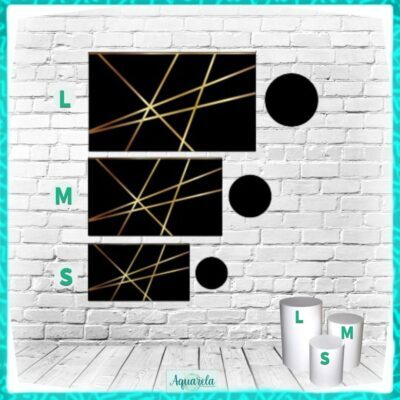 trio geometrico preto com dourado